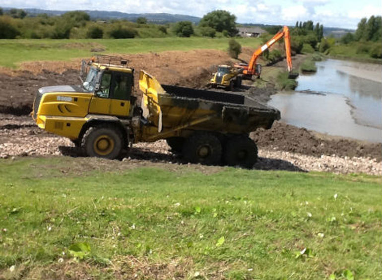 Work being carried out for flood water storage lagoon on the Wentlooge levels
