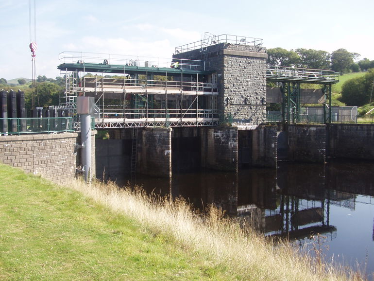 Bala flood gates at the River Dee