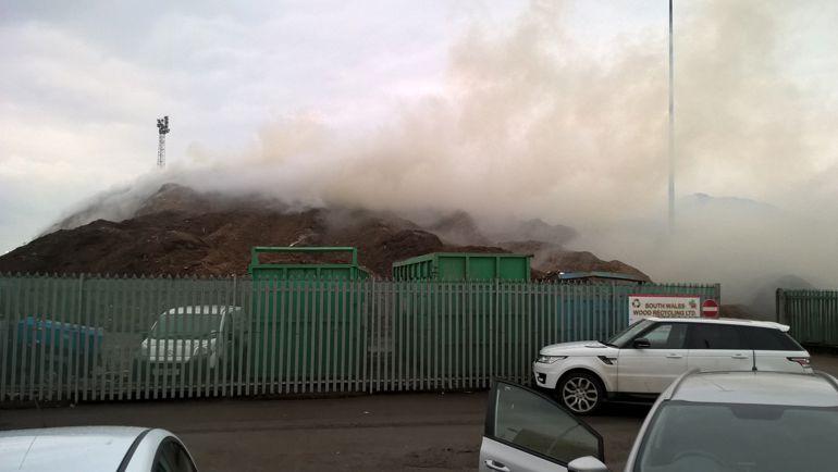 Newport wood recycling facility that is smoking