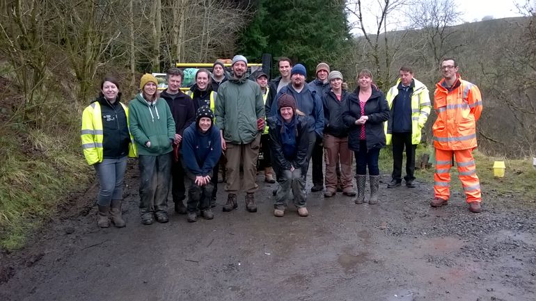 NRW clean-up team in Cwm Taf Fechan