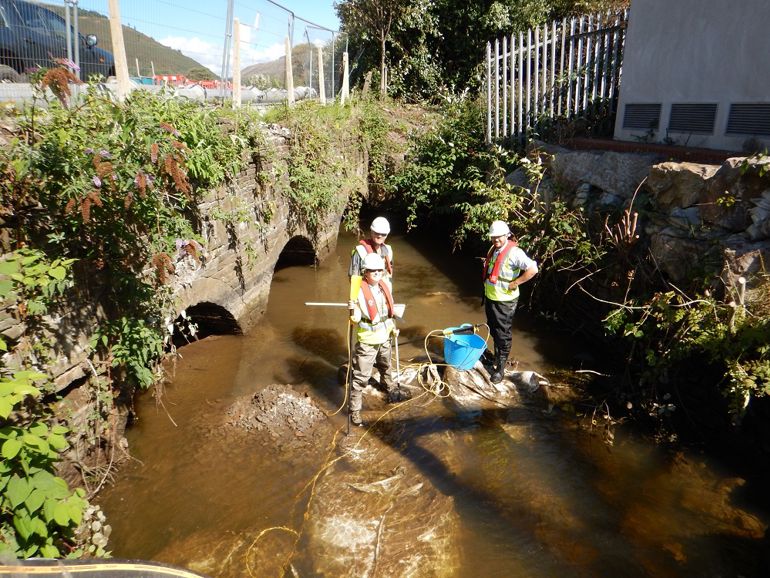 NRW and ABP staff carrying out work on the river Afan