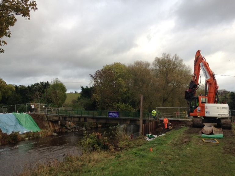 Construction on a river at St Asaph