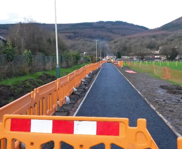View of a path in Waunfawr Park that has been effected by the flood