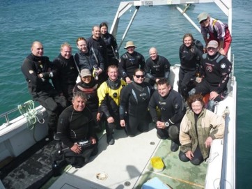 Volunteer divers at Skomer