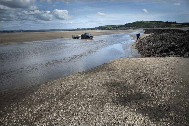 an inlet at low tide