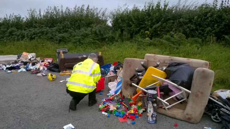 NRW staff investigating fly tipping mess