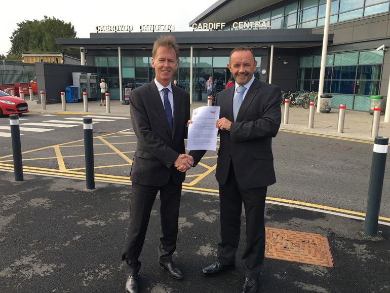 Emyr Roberts Chief Executive for Natural Resources Wales and Andy Thomas Route Managing Director at Network Rail Wales