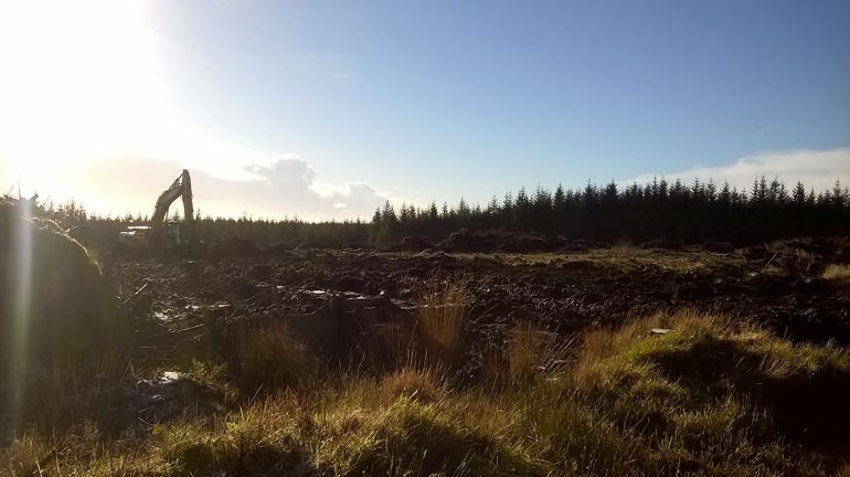 Image of construction work of a wind energy scheme in Carmarthenshire underway