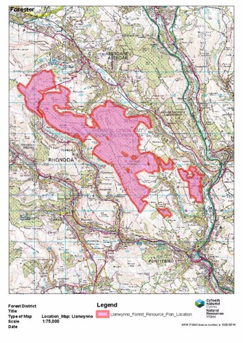 Map o'r ardal - Llanwynno